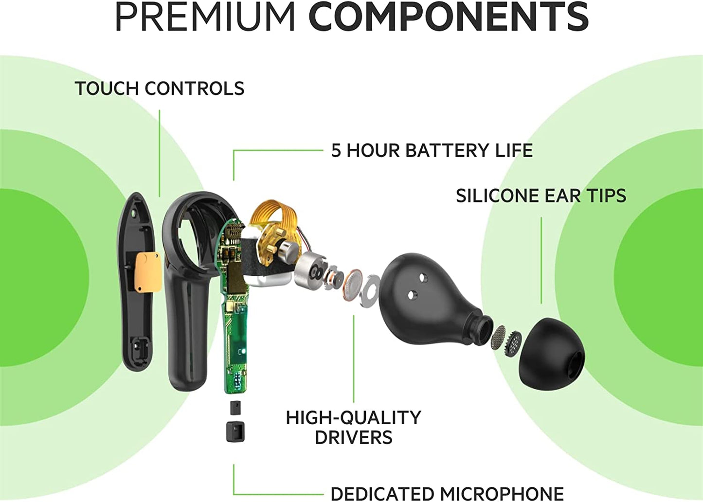 Belkin Wireless Earbuds, SOUNDFORM Move True Wireless Bluetooth Earphones with Touch Controls IPX5 Certified Sweat and Water Resistant with Deep Bass for iPhones and Androids and More