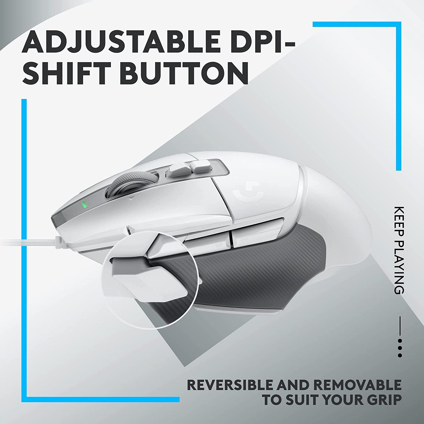 Logitech G502 X Wired Gaming Mouse - LIGHTFORCE hybrid optical-mechanical primary switches, HERO 25K gaming sensor, compatible with PC - macOS/Windows - White White Wired Non-RGB