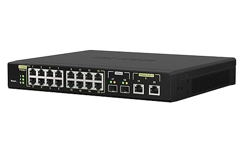 QNAP QSW-M2116P-2T2S-US 20-Port 10GbE PoE++ and 2.5GbE PoE+ Managed Network Switch