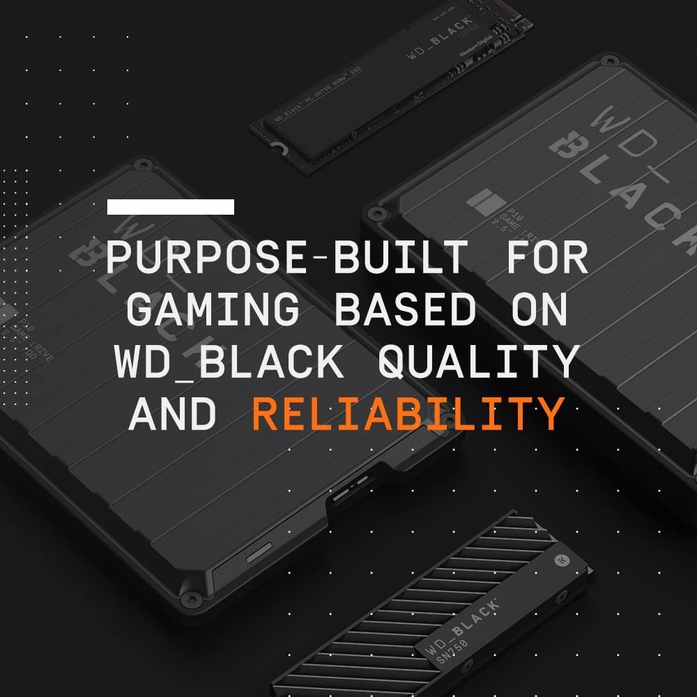 Western digital WD_BLACK 2TB P10 Game Drive - Portable External Hard Drive HDD, Compatible with Playstation, Xbox, PC, & Mac - WDBA2W0020BBK-WESN 2TB Game Drive for PC, Playstation & Xbox HDD