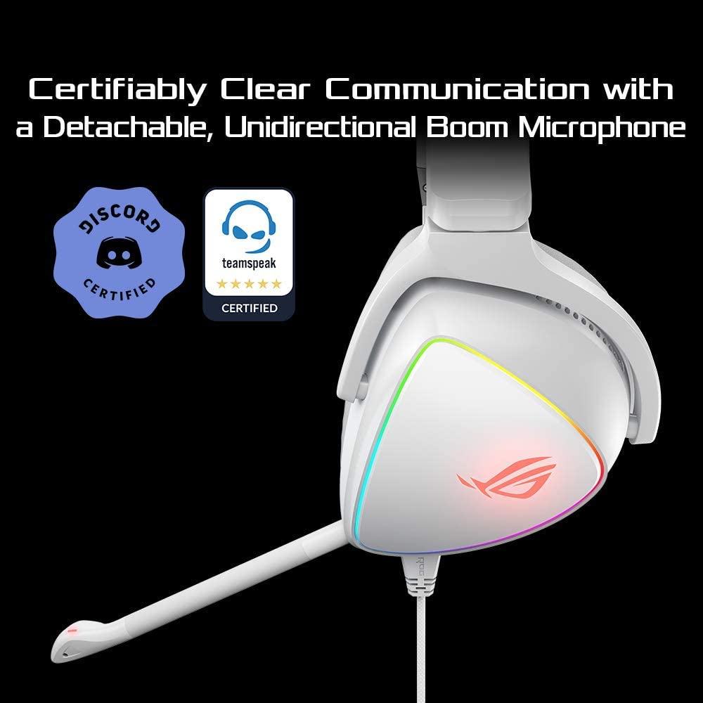 ASUS RGB Gaming Headset ROG Delta | Hi-Res ESS Quad-DAC, Circular RBG Lighting Effect | USB-C Connector for PCs, Consoles, and Mobile Gaming | Gaming Headphones with Detachable Mic Delta (Wired) White