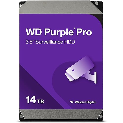 Western Digital 14TB WD Purple Pro Surveillance Internal Hard Drive HDD - SATA 6 Gb/s, 512 MB Cache, 3.5 - WD142PURP