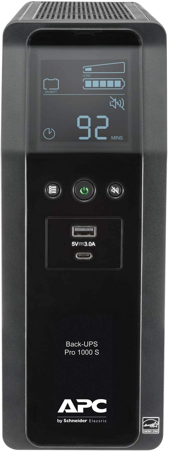 APC UPS 1000VA Sine Wave UPS Battery Backup and Surge Protector, BR1000MS Backup Battery Power Supply with AVR, (2) USB Charger Ports 1000VA Power Supply