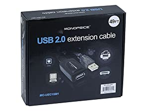 Monoprice 49ft 15M USB 2.0 A Male to A Female Active Extension / Repeater Cable (Kinect & PS3 Move Compatible Extension) 49 Feet
