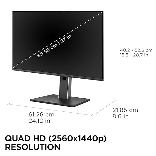 ViewSonic VG2752-2K 27 Inch IPS 1440p Ergonomic Monitor with Tilt, Swivel, Pivot, Height Adjust, 100Hz, 5-Port USB Hub, HDMI, DisplayPort, and 65W USB C Inputs