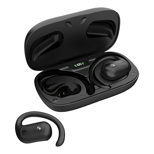 OPN Sound Aria+ Bluetooth Open-Ear Headphones with Microphone, True Wireless with Charging Case, Black