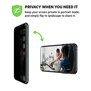 Belkin SCREENFORCE Tempered Glass Privacy Screen Protector for iPhone X, iPhone Xs, iPhone 11 Pro (OVA004zz) iPhone 11 Pro Privacy TemperedGlass