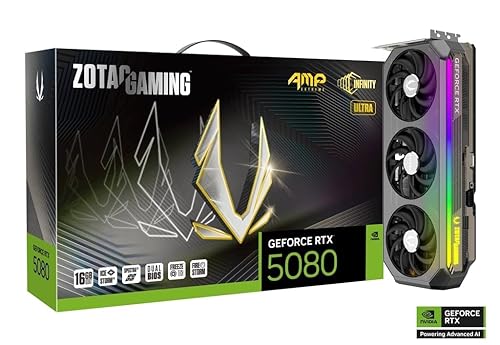 Zotac NVIDIA GeForce RTX 5080 Graphic Card - 16 GB GDDR7 - 7680 x 4320 - 2.73 GHz Core - 256 bit Bus Width - PCI Express 5.0 x16 - DisplayPort - 3 x DisplayPort - HDMI