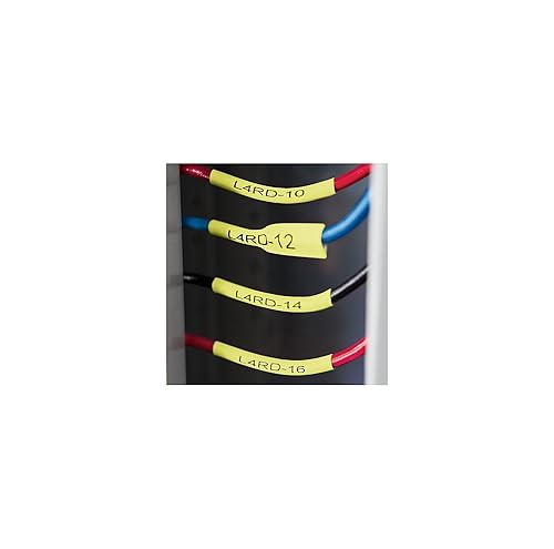 DYMO Rhino Industrial Heat-Shrink Labels, 3/4" Tube, Black Print on Yellow Black on Yellow 3/4" (19MM)