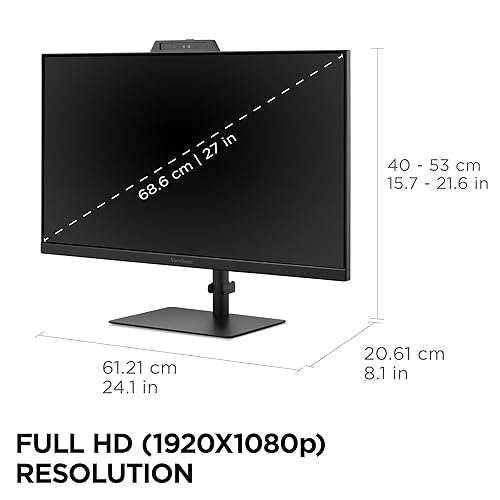 ViewSonic VG2741V 27 Inch 1080p IPS Video Conferencing Monitor with Integrated Windows Hello Certified IR 5MP Webcam, Built-in Microphone, Advanced Ergonomics, USB C, HDMI, and DisplayPort Inputs