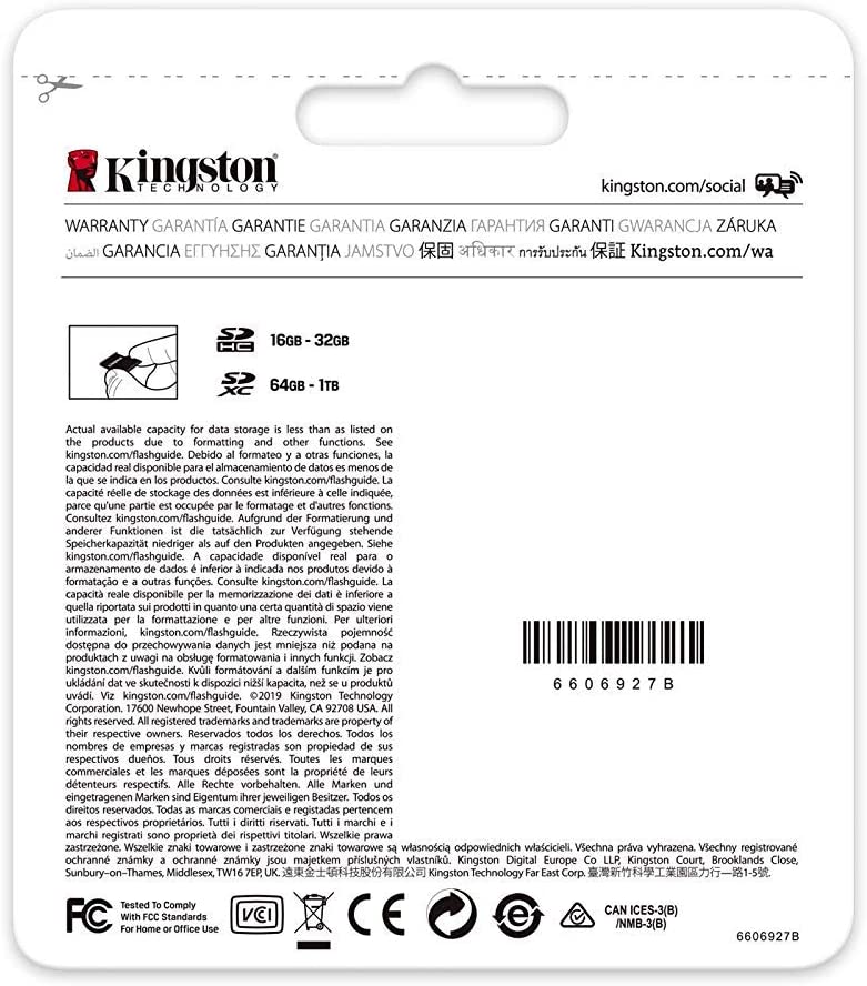 Kingston 64GB SDXC Canvas Select Plus 100R C10 UHS-I U1 V10 (SDS2/64GBCR)