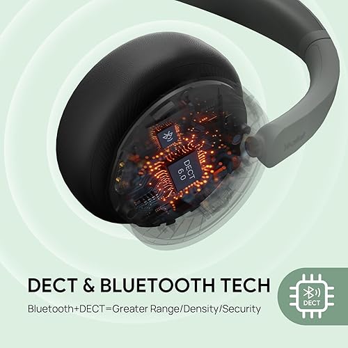 Yealink WH64 Hybrid with DECT Dongle, 492ft Range, 32 Talk Time Bluetooth Headset for Teams, Zoom Skype UC, 3X Mic Noise Cancelling, Headset PC Phone