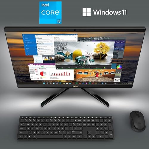 Acer Aspire C24-1700-UA91 AIO Desktop | 23.8 Full HD IPS Display | 12th Gen Intel Core i3-1215U | Intel UHD Graphics | 8GB DDR4 | 512GB NVMe M.2 SSD | Intel Wireless Wi-Fi 6 | Windows 11 Home,Black 8GB RAM / 512GB SSD Windows 11 Home