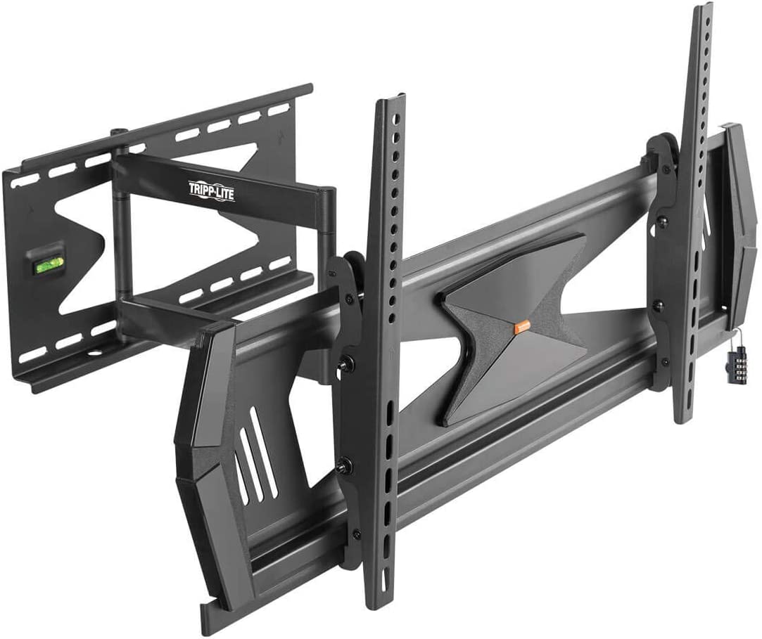 Tripp Lite Full Motion TV Wall Mount for 37" to 80" TVs, Flat or Curved, Security TV Mount, Anti-Theft Steel Security Bar, 88 lb. Capacity, UL Certified, (DWMSC3780MUL) black 37-80" Full Motion