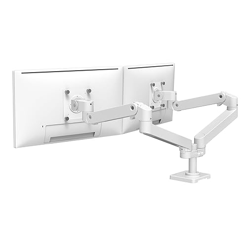 Ergotron – LX Pro Premium Dual Monitor Arm, VESA Desk Mount – for 2 Monitors Up to 27 Inches, 4 to 22 lbs Each – White LX Pro Arm White