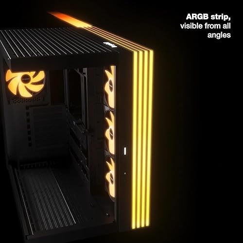 be quiet! Light Base 600 LX Black PC Case, Stunning Panoramic View, Show Case, Dual Chamber Design, Solid ARGB LED Strip, 4 Light Wings LX PWM Fans, Inverted and Horizontal Usable Black Light Base 600 LX