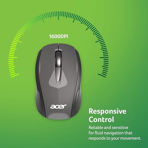 Acer RF Wireless Mouse (Gray/Black), Works with Chromebook, with USB Plug and Play for Right/Left Handed Users (for Chromebooks, Windows PC & Mac) Gray/Black Chromebook Mouse