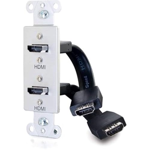 C2G Dual HDMI Pass Through Electrical Distribution Wall Plate Aluminum (39875) Dual HDMI Pigtail Aluminum