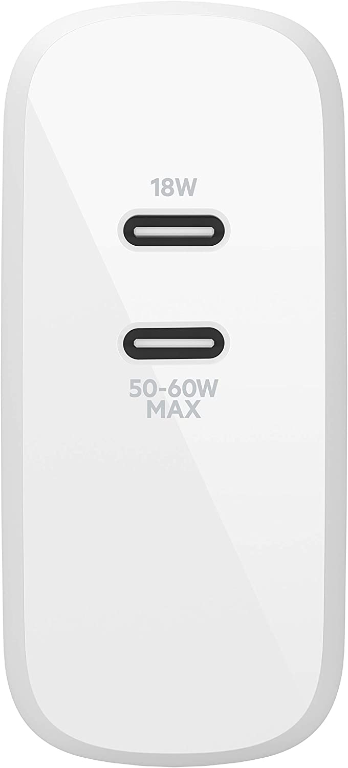 Belkin USB-PD GaN Charger 68W (USB-C iPhone Fast Charger, MacBook Pro Charger, iPad Pro, Pixel, Galaxy, More), USB-C Power Delivery with 2M (6.6ft) PVC USB-C to USB-C Charging Cable (WCH003dq)