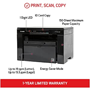 Canon imageCLASS MF3010 VP Wired Monochrome Laser Printer with Scanner, USB Cable included, Black