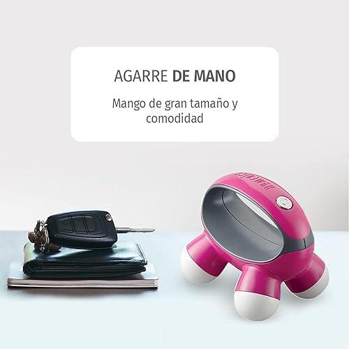 HoMedics Quatro Mini Hand-Held Massager with Hand Grip, Battery Operated (Color May Vary)