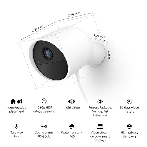 Philips Hue Secure Wired Smart Home Security Camera, White - 1 Pack - 1080P HD Video - Night Vision - Motion Detection - Two-Way Talk - Indoor/Outdoor - Weatherproof - Works with Hue App
