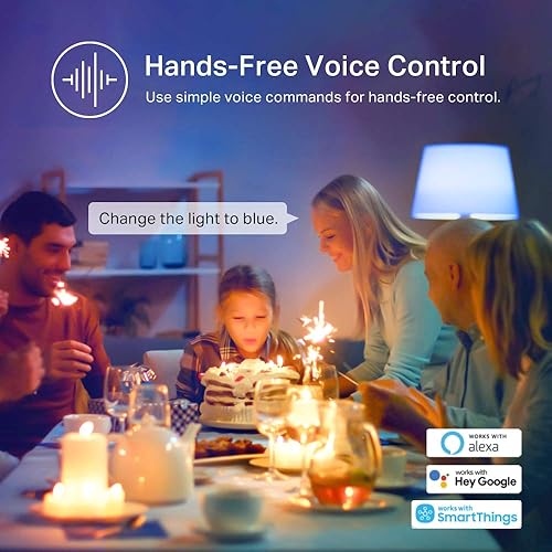 Kasa Smart Light Bulbs, Full Colour Changing Dimmable Smart WiFi Bulbs Compatible with Alexa and Google Home, A19, 9W 800 Lumens,2.4Ghz only, No Hub Required, 2-Pack (KL125P2), Multicolour