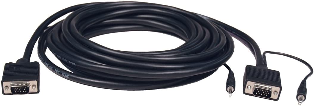 Tripp Lite VGA Coax Monitor Cable with audio, High Resolution cable with RGB coax (HD15 and 3.5mm M/M) 25-ft.(P504-025) 25 feet