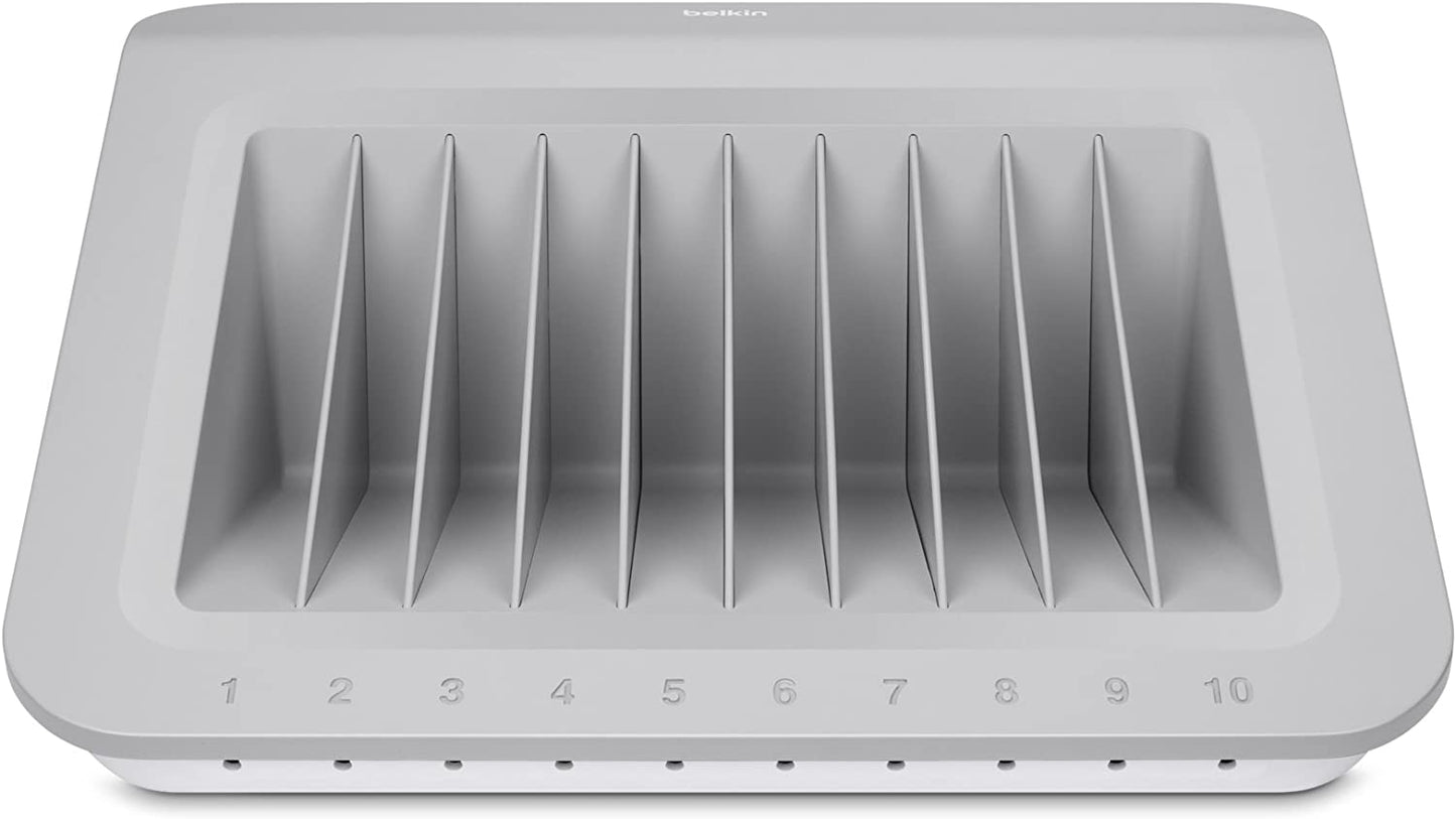 Belkin Store and Charge (AC Classroom Charging Station for Laptops, Tablets) & 10-Outlet Metal Power Strip Surge Protector, 15ft Cord AC Charge Charging Station + Charger