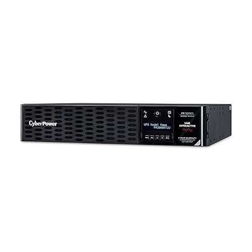 CyberPower PR2000RT2UN Smart App Sinewave UPS System, 2000VA/2000W, 8 Outlets, 2U Rack/Tower, RMCARD205 Pre-Installed 2000VA NET