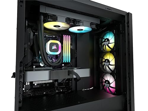 Corsair H100 RGB Liquid CPU Cooler - 240mm AIO - SP120 RGB Elite Fans - Fits Intel LGA 1200/115X/2066, AMD AM4 - Motherboard ARGB Adapter Included - Black