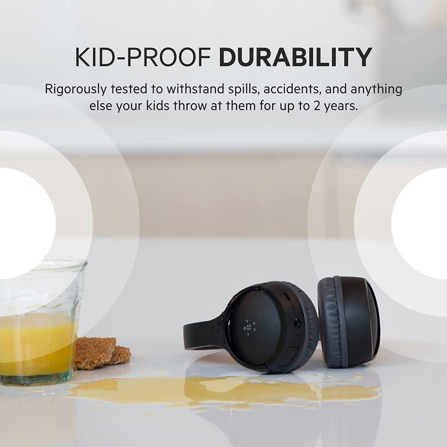 Belkin SOUNDFORM Mini Kids Wireless Headphones with Built in Mic, 30 Hours Playtime, Bluetooth 5.0 or Wired Connection, On Ear Headsets for Travel, School - Compatible with iPads, Galaxy, Tablet–Black Black No Case