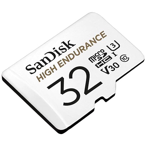 SanDisk 32GB High Endurance Video microSDHC Card with Adapter for Dash cam and Home Monitoring Systems - C10, U3, V30, 4K UHD, Micro SD Card - SDSQQNR-032G-GN6IA 32GB Card Only