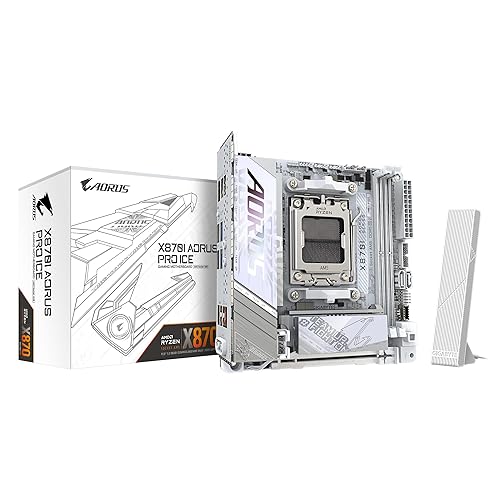 GIGABYTE X870I AORUS PRO ICE AMD AM5 LGA 1718 Motherboard, Mini-ITX, DDR5, 2X M.2, PCIe 5.0, USB-C, WIFI7, 2.5GbE LAN, EZ-Latch, 5-Year Warranty