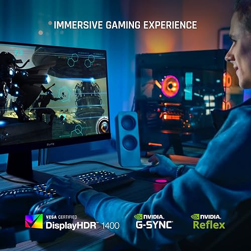 ViewSonic Elite XG321UG 32 Inch 4K IPS 144Hz Gaming Monitor with G-Sync, Mini LED, Nvidia Reflex, HDR1400, Advanced Ergonomics, HDMI and DP for Esports , Black 32-Inch 144Hz 4K G-Sync Monitor
