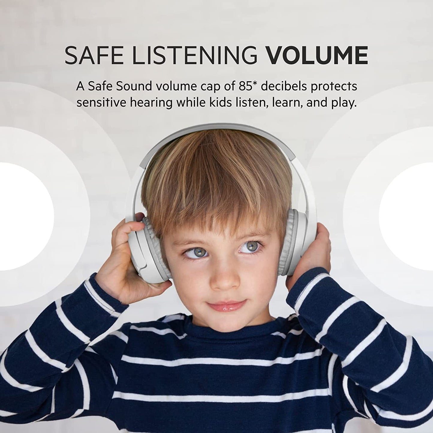 Belkin SOUNDFORM Mini Kids Wireless Headphones with Built in Mic, 30 Hours Playtime, Bluetooth 5.0 or Wired Connection, On Ear Headsets for Travel, School - Compatible with iPads, Galaxy, Tablet–White