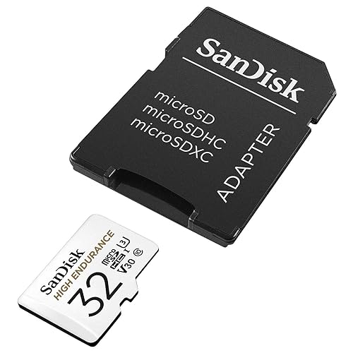 SanDisk 32GB High Endurance Video microSDHC Card with Adapter for Dash cam and Home Monitoring Systems - C10, U3, V30, 4K UHD, Micro SD Card - SDSQQNR-032G-GN6IA 32GB Card Only