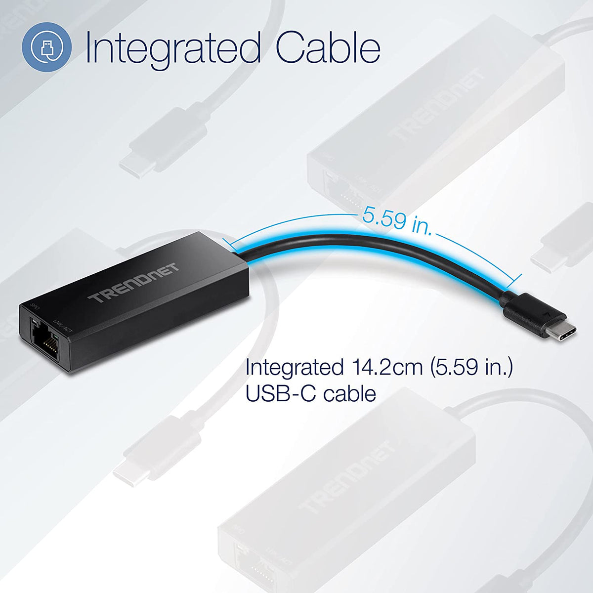 TRENDnet 2.5G USB-C to RJ-45 Ethernet Adapter, 2-in-1 Adapter Compatible with USB C/Thunderbolt 3 or USB 3.1, Windows and Mac Compatible, USB-C to USB-A Adapter Included, Black, TUC-ET2G USB-C 2.5 Gbps