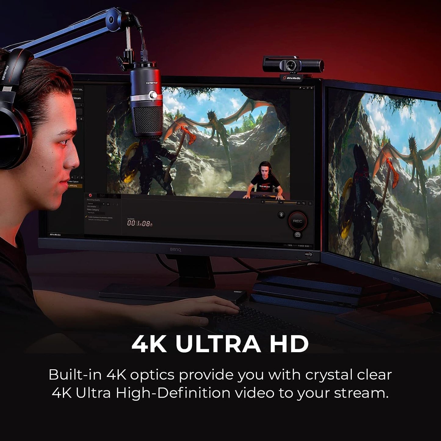 AVerMedia Live Streamer CAM 513. A Plug & Play USB 3.0, 4K UHD, Wide-Angle Lens Webcam (PW513) 4K UHD Livestream
