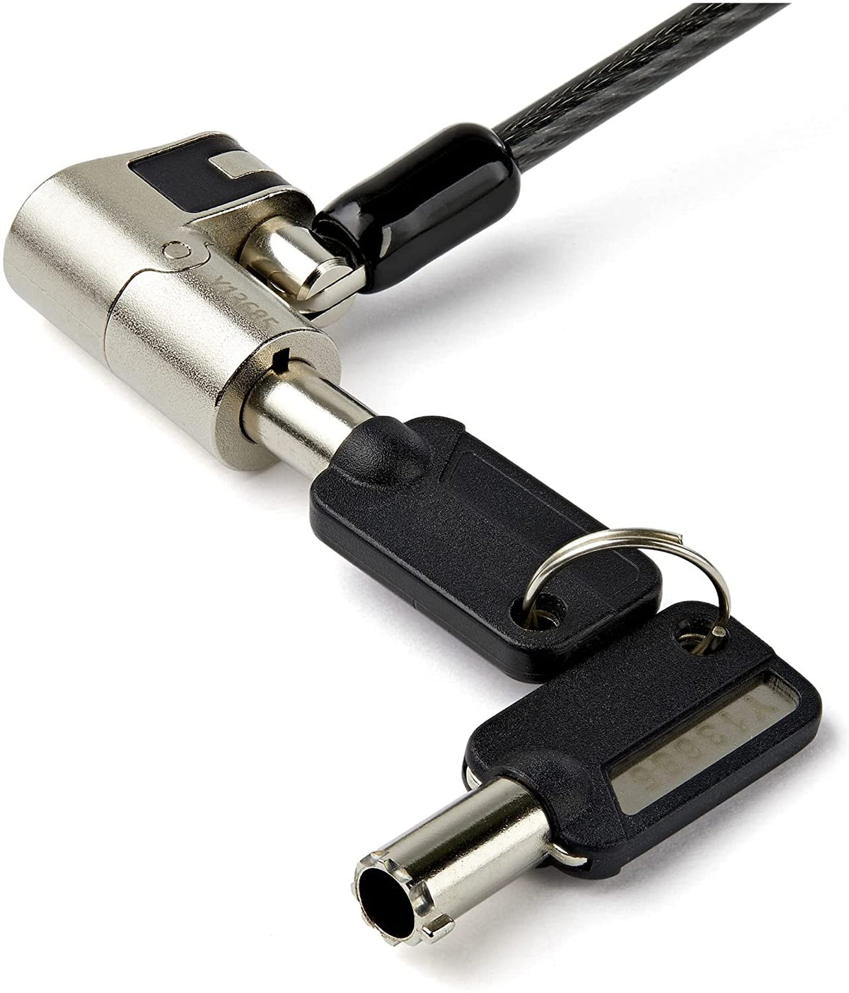 StarTech.com 6.5' (2m) 3-in-1 Universal Laptop Cable Lock - Keyed Laptop/Desktop Security Cable Lock Compatible w/K-Slot, Nano & Wedge Slot Computer - Anti-Theft Steel Cable Lock w/Keys (LTULOCKKEY)