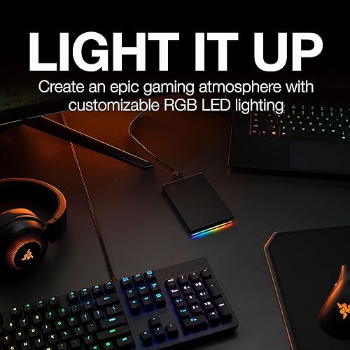 Seagate FireCuda Gaming Hard Drive External Hard Drive 1TB - USB 3.2 Gen 1, RGB LED Lighting for PC and Mac with Rescue Services (STKL1000400) Gaming HDD 1TB Gaming