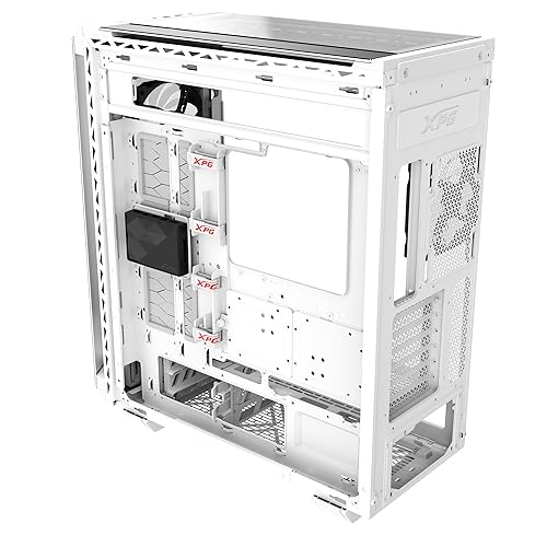 XPG Battlecruiser II Mid-Tower ATX PC Gaming Case: Exoskeleton-Driven, Aesthetics, Efficient Airflow, 420mm Radiator, GPU Holder, Cable Management, XPG Prime Box, White(BATTLECRUISERIIPST-WHCWW)