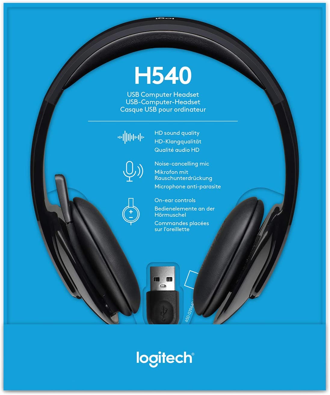 Logitech High-performance USB Headset H540 for Windows and Mac, Skype Certified Headset Standard Packaging