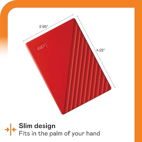 Western Digital 2TB My Passport Portable External Hard Drive - Red