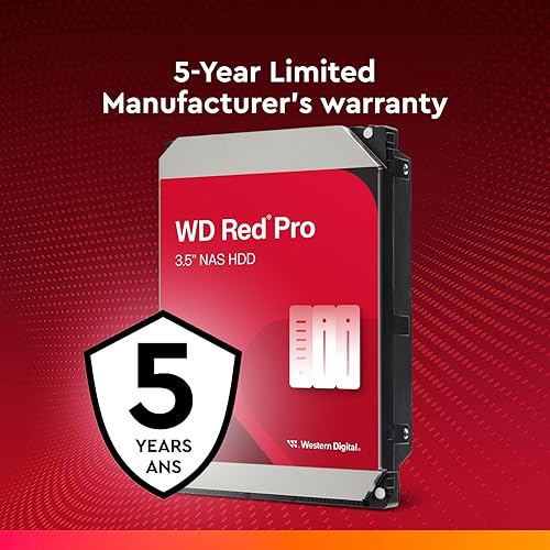 Western Digital 10TB WD Red Pro NAS Internal Hard Drive HDD - 7200 RPM, SATA 6 Gb/s, CMR, 512 MB Cache, 3.5" - WD103KFBX