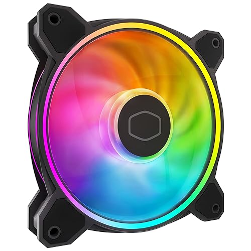 Cooler Master MasterFan MF120 Halo² Fan, Duo-Ring ARGB Gen 2 LED Rings, 120mm 2050rpm Dynamic PWM, Enlarged Fan Blades, Hybrid Frame for PC Case, Liquid and Air Cooler (MFL-B2DN-21NP2-R2),Black Black 120mm ARGB Halo²