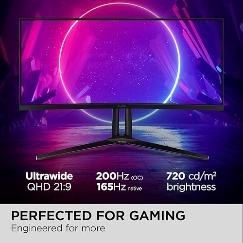 ViewSonic XG341C-2K 34 Inch 1440p 21:9 Curved Gaming Monitor 1ms, 200Hz, FreeSync Premium Pro, Mini LED, HDMI 2.1, USB C, HDR1400