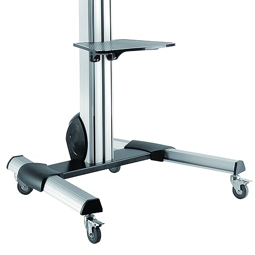 StarTech.com Heavy Duty Rolling Portable TV Cart Stand with Wheels - 32 to 75 inch - Adjustable Rotating Mobile Flat Panel Screen Mount (STNDMTV70) Single TV 32-75