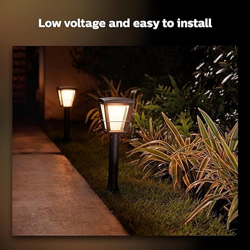 Philips Econic Outdoor Pedestal - 15.7" Height - 5" Width - 8 W LED Bulb - Matte - 600 lm Lumens - Metal, Tempered Glass, Aluminum - Black - for Outdoor, Garden, Patio, Pathway