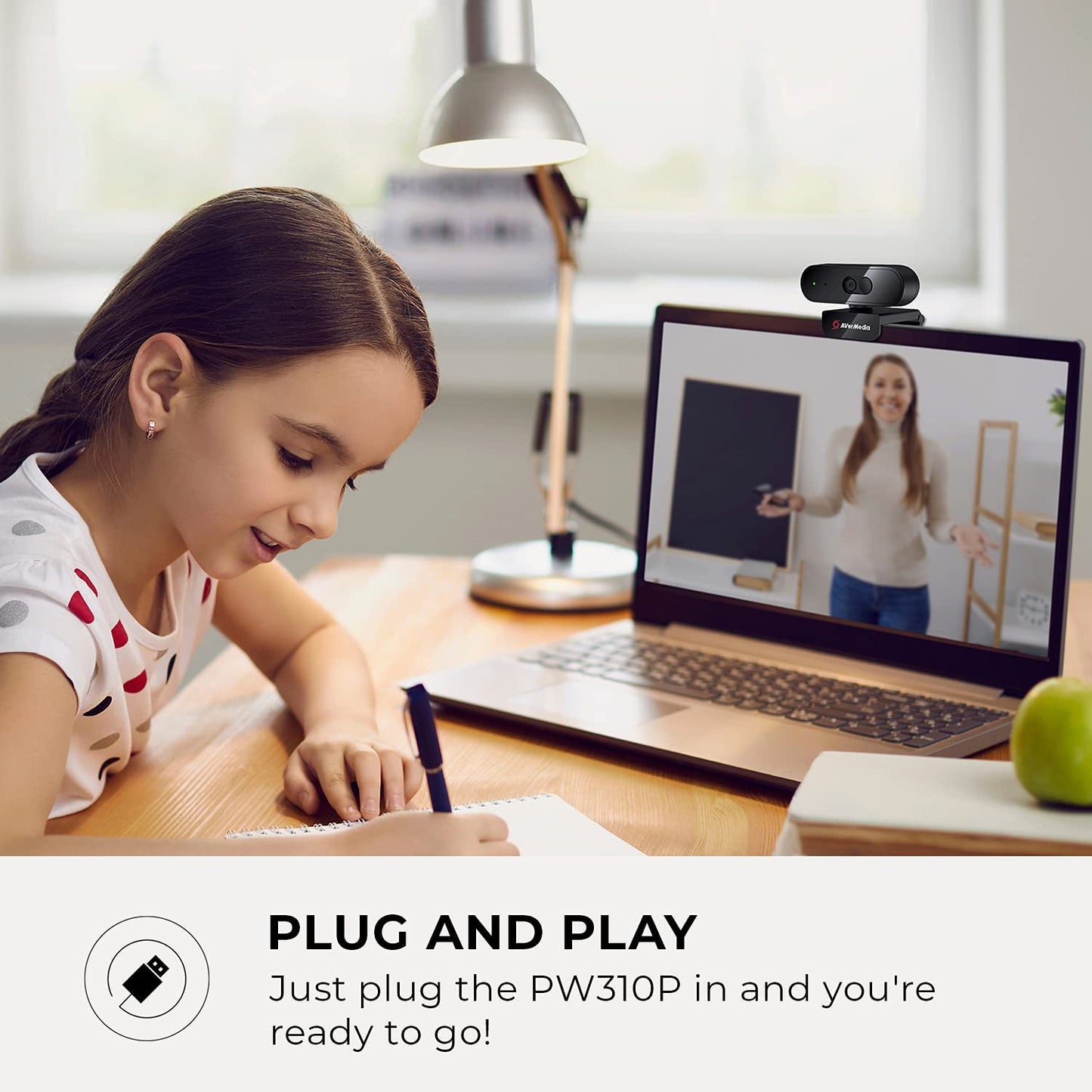 AVerMedia PW310P Webcam - Full 1080p 30fps HD Camera with Autofocus and Dual Stereo Microphones, Work from Home, Remote Learning. 1080p 30fps Auto focus